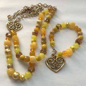 Attributed Chicos Gems Glass Necklace Bracelet Set